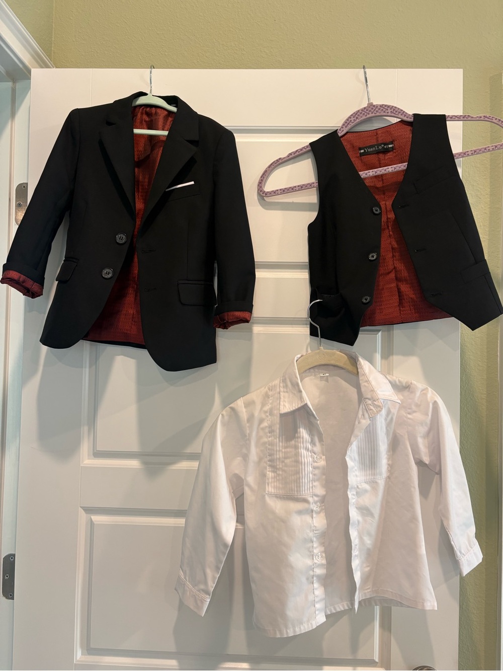 Kids Black Blazer & Vest Set with Rust Lining - Formal Jacket & Vest